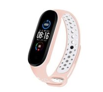 iLike Silicone Wristband Strap for Xiaomi Mi Band 5 Dots Pink White