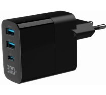 Lādētājs Gembird 3-port 30W GaN USB Fast Charger LCD Black