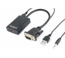 Gembird VGA Male - HDMI Female 0.15m Black + USB/AUX Full HD