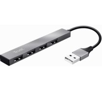 USB Centrmezgls Trust Halyx Aluminium 4-Port Mini USB Hub Silver