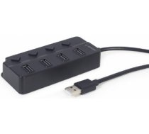 USB Centrmezgls Gembird USB 2.0 4-port Hub with Switches Black