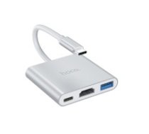 Adapteris Hoco HB14 Type-C to USB-A+HDMI+Type-C silver