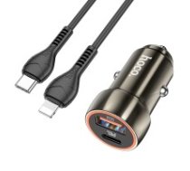 Auto lādētājs Hoco Z46A USB-A/Type-C PD20W+QC3.0 + Lightning grey