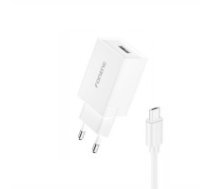 Lādētājs Foneng K210 2.1A USB-A + USB-A to MicroUSB kabelis 1.0m white