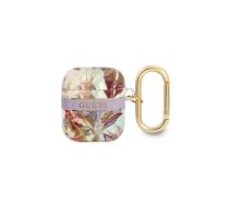 Guess TPU Flower Print Case for Airpods 1|2 Purple