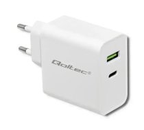 Qoltec Charger | 45W | 5-20V | 2.4-3A | USB type C PD | USB 3.0 | White