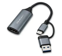 Qoltec Video Capture Card | Adapter USB-C USB-A | HDMI | 4K 30Hz | Aluminium