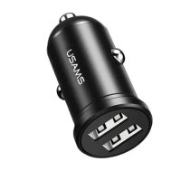 USAMS car Charger 2xUSB 2.4A Mini| black |CC114TC01 (US-CC114) automašīnas lādētājs | 12W | | USB-A | | melns