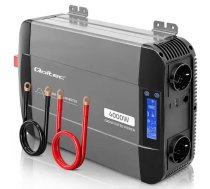 Qoltec Pure Sine Wave Inverter | 12V to 230V | 2000/4000W | LCD | USB | USC-C | Compatible with LiFePO4 GEL AGM