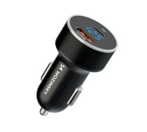 Wozinsky WDCCAC automašīnas lādētājs | 36W | PD, QC | USB-C, USB-A | ar digitālo displeju | ar LCD ekrānu | melns
