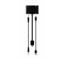 HDMI male to HDMI female + VGA female adapter with audio and extra power port