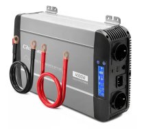 Qoltec Pure Sine Wave Inverter with UPS | 12V to 230V | 2000/4000W | LCD | USB | USB-C | Compatible with LiFePO4 GEL AGM