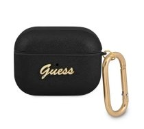 Guess case for AirPods Pro GUAPSASMK black Saffiano Script Metal Collection