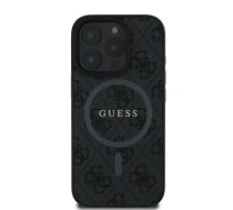 Guess PU Leather 4G Colored Ring MagSafe Case for iPhone 16 Pro Black