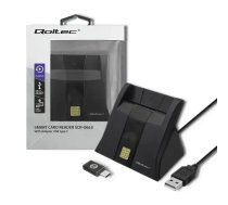 Qoltec Smart ID chip card reader SCR-0643|USB 2.0 + USB-C Adapter