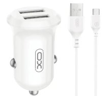 XO CC67 Automašīnas lādētājs 2xUSB 12W + Type C kabelis