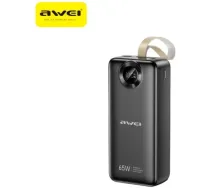 Awei PA-34 ārējais akumulators (powerbank) | 30000 mAh | 65W | USB-A, USB-C | LED ekrāns | melns