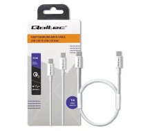 Qoltec USB 2.0 type C Cable | USB 2.0 type C 60W | QC 3.0 | PD | 1m | White