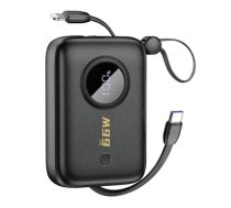 Dudao K14 10000mAh power bank with USB-C / Lightning cables - black