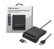 Qoltec Smart ID chip card reader SCR-0642|USB 2.0 + USB-C Adapter