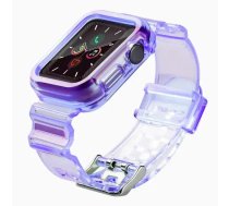 Silicone Band Strap Bracelet Case Strap Light Set for Apple Watch 44mm - Purple