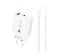 A6MaxL tīkla lādētājs | 20W | USB-A, USB-C, Lightning | ar USB-C - Lightning 1.0m vads komplektā balts