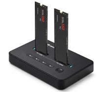 Qoltec M.2 NVMe SSD Docking Station | PCIe | USB-C | 20 Gb/s | DUAL 2 x 8TB | Offline cloning