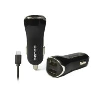 Beline automašīnas lādētājs | 10.5W | USB-C, USB-A | ar USB-C vadu komplektā | melns