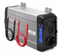 Qoltec Pure Sine Wave Inverter with UPS | 12V to 230V | 1000/2000W | LCD | USB | USB-C | Compatible with LiFePO4 GEL AGM