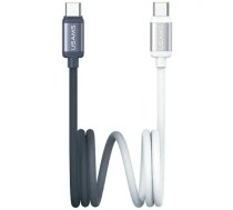 USAMS SJ756 datu pārraides un uzlādes vads | USB-C uz USB-C | 60W | 1.2m | melns un balts