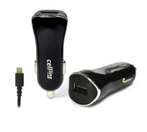 Cellline automašīnas lādētājs | 1A | USB-A, Lightning | kabelis | melns