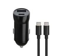Maxlife MXCC-04 automašīnas lādētājs | 20W | PD, QC | USB-C, USB-A | ar USB-C vadu komplektā | melns