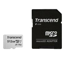 Transcend 300S, microSDXC, 512GB, UHS-I, U3, V30 +Adapter TS512GUSD300S-A 0760557847335