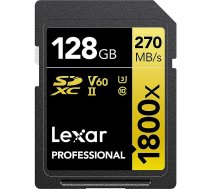 Lexar Professional 1800x, SDXC, 128GB, UHS-II, U3, V60 LSD1800128G-BNNNG 0843367124503