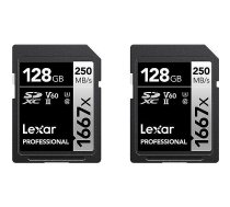Lexar Professional 1667x 2Pack, SDXC, 128GB, UHS-II, U3, V60 LSD1667128G-B2NNG 0843367126491