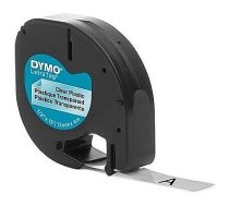 DYMO label printer tape LetraTag Plastic 12mmx4m, black/transparent S0721530 5411313122672