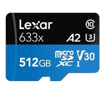 Lexar 633x, microSDXC, 512GB, UHS-I, U3, V30 LSDMI512BB633A 843367119745