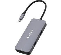 Verbatim USB-C Pro multiport hub CMH-05, 5 port, docking station (grey, HDMI, RJ-45, 2x USB-A, USB-C PD) 32150 0023942321507
