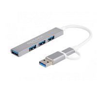 Delock 4 Port Slim USB Hub with USB Type-C or USB Type-A, USB hub 64214 4043619642144