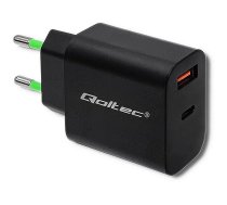 Qoltec 51713 Charger | 18W | 5-12V | 1.5-3A | USB type C PD | USB QC 3.0 | Black 51713 5901878517131