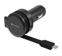 Platinet Paltinet PLCRRCC Universal IC Car charger 2.4A USB + Rolling Micro USB Cable Black PLCRRCC 5907595446501