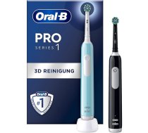 Oral-B | Electric Toothbrush, Duo pack | Pro Series 1 | Rechargeable | For adults | Number of brush heads included 2 | Number of teeth brushing modes 3 | Blue/Black Pro1 Duo BlueBlack     8001090915016