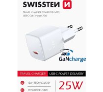 Swissten GaN Mini Travel Charger USB-C 25W PD 22044100 8595217476585