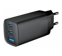 Gembird Lādētājs Gembird 3-port 65W GaN USB PowerDelivery fast Charger Black TA-UC-PDQC65-01-BK 8716309128650