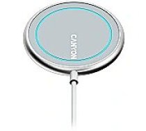 Canyon WS-100, Wireless charger, Input 9V/2A, 9V/2.7A, 12V/2A, Output 15W/10W/7.5W/5W, Type c cable length 1.5m, Acrylic surface+Aluminium alloy edge, 59*59*7mm, 0.06Kg, Silver     CNS-WCS100