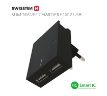 Swissten Premium Tīkla Lādētājs 2x USB 3А / 15W SW-3A15W-BK 8595217463240