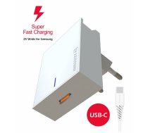 Swissten 25W Samsung Super Fast Charging lādētājs ar 1.2 m USB-C uz USB-C kabelis SW-SAM-SFC-W 8595217471450