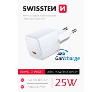 Swissten GaN Mini Tīkla Lādētājs USB-C 25W PD 22044100 8595217476585