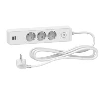 Pagarinātājs Schneider Electric Unica Extend 3m, 3 ligzdas, 2 USB, ar zemējumu un slēdzi, balts, ST943U3W