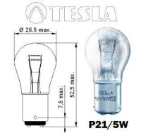 Auto spuldze P21/5W 12V BAY15d halogēna TESLA